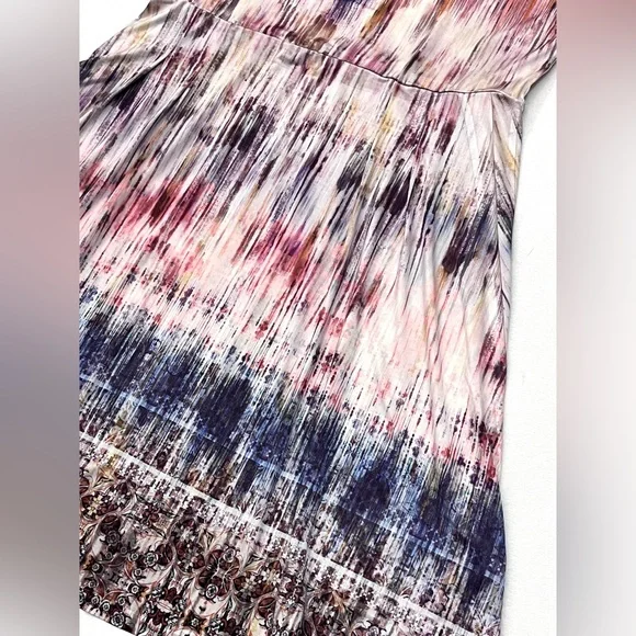 ONE WORLD Live & Let Live Sleeveless Boho Ombre Print Paisley Neckline Dress - Picture 7 of 16